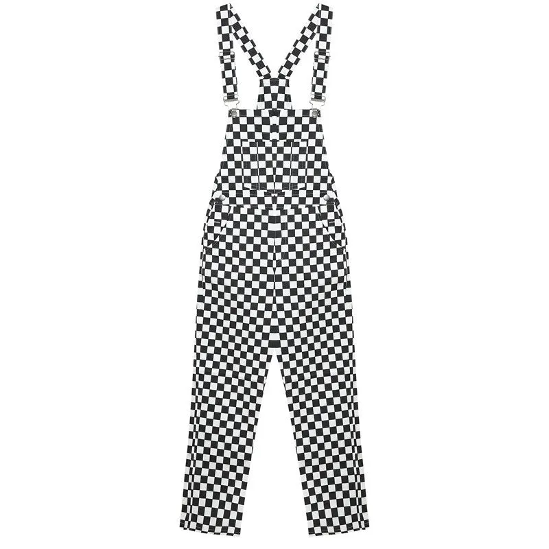[@azkkv] "CHECKERS" SUSPENDER TROUSERS OVERALLS K030603REVIEW