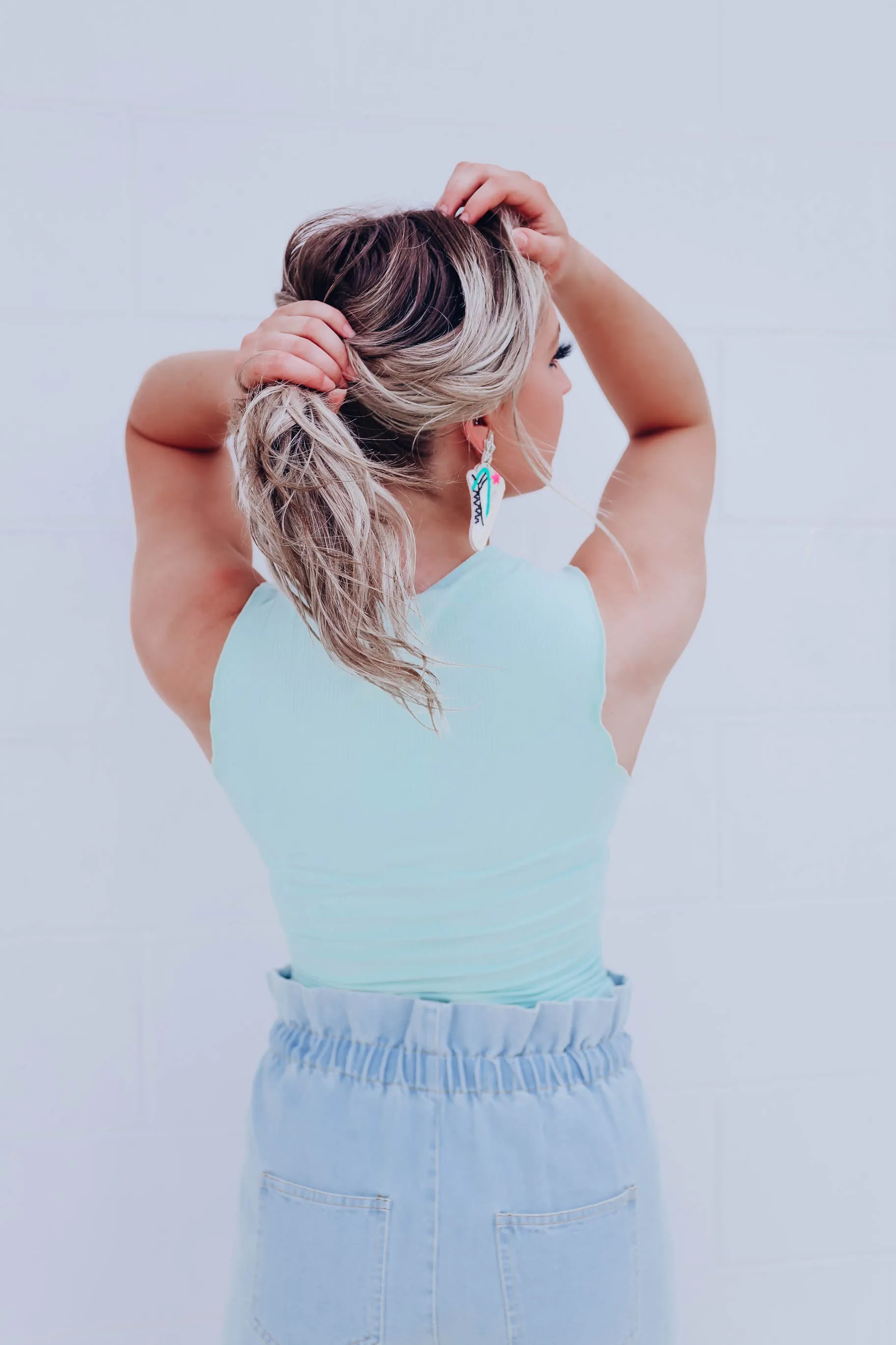 Leila Lettuce Trim Ribbed Bodysuit - Mint